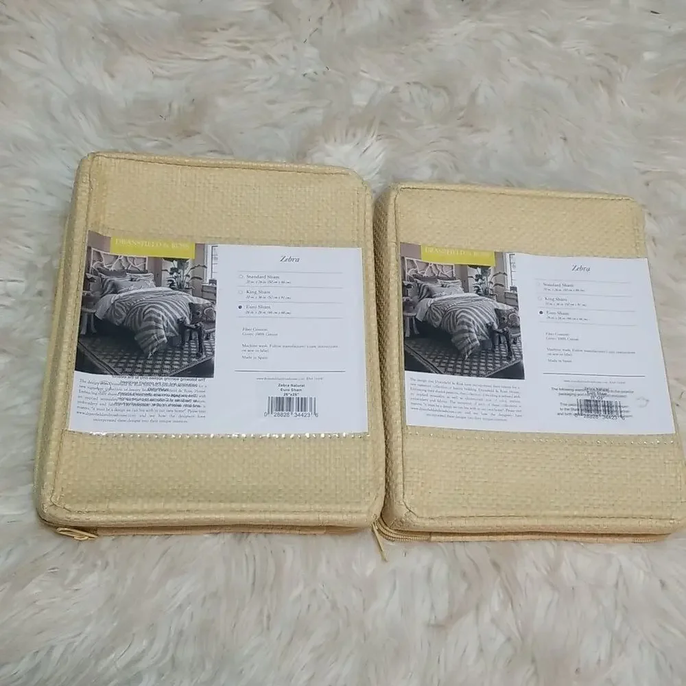 NWT Dransfield & Ross Zebra Bedding Collection Euro Shams - Set of 2 - 26